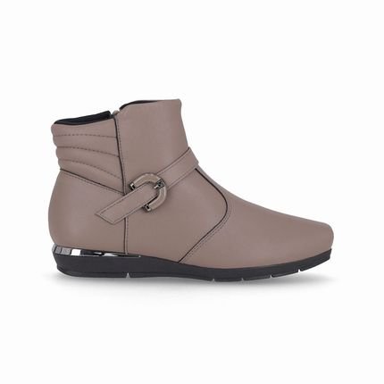 PICCADILLY MAXI - Bota Fernanda Cano Curto Salto Baixo Taupe - Marca Piccadilly