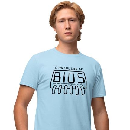 Camisa Camiseta Genuine Grit Masculina Estampada Algodão 30.1 É Problema de Bios - Azul Bebe - Marca Genuine