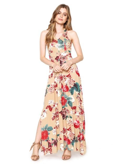 Vestido Poder do Impacto Longo Floral Bege - Marca Poder do Impacto