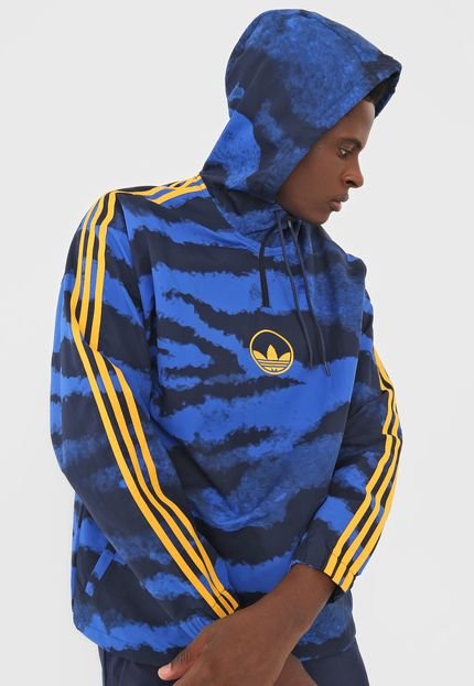 Jaqueta Corta Vento adidas Originals Anorak Zebra All Over Print Azul - Marca adidas Originals