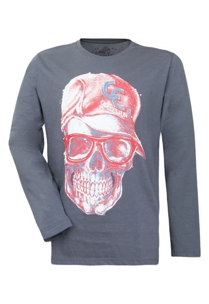 Camiseta Colcci Fun Slim Skull Style Cinza - Marca Colcci Fun