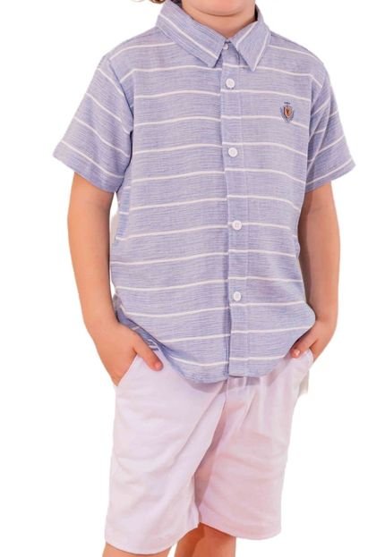 Conjunto Camisa Listras Bermuda Infantil Vigat 2 Cinza - Marca Vigat
