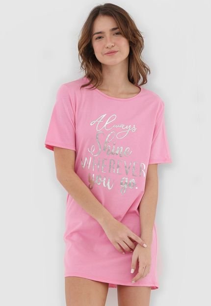 Camisola Malwee Liberta Curta Lettering Rosa - Marca Malwee liberta