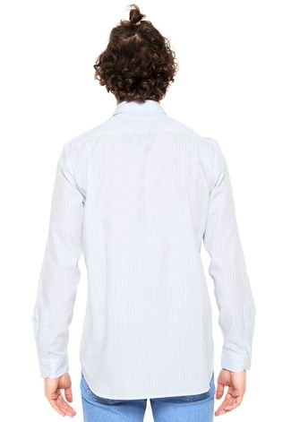 Camisa Lacoste Listras Branca/Azul