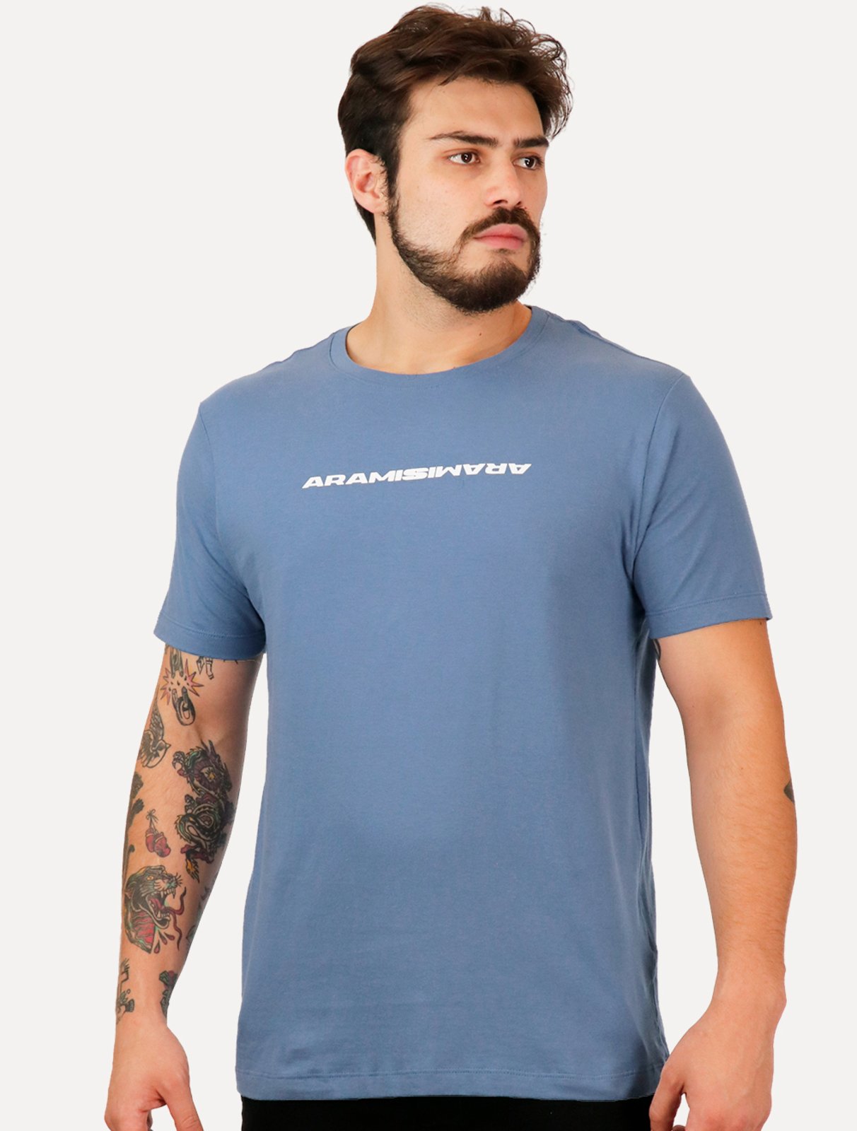 Camiseta Aramis Masculina Confort Bold Espelhado Azul Médio - Marca Aramis