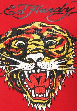 Camiseta Ed Hardy Lion Vermelha