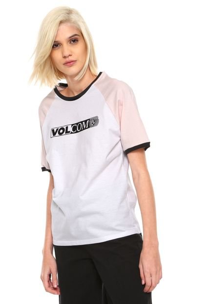 Camiseta Volcom Volstone Ringer Branca/Rosa - Marca Volcom