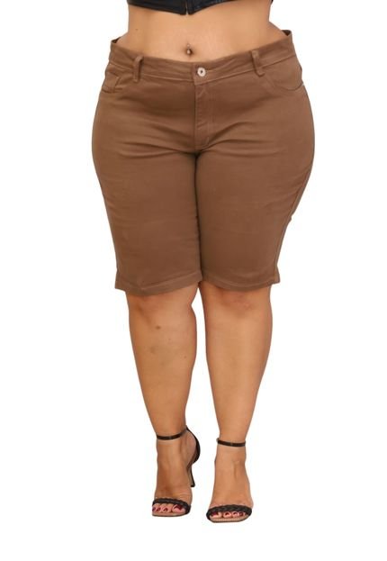 Shorta Bermuda Comprida Feminino Marrom  Alleppo Jeans Roseli - Marca Alleppo Jeans