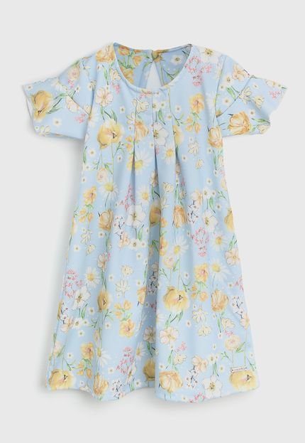 Vestido Colorittá Infantil Floral Azul/Amarelo - Marca Colorittá