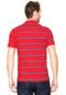 Camisa Polo Lacoste Slim Listras Vermelha - Marca Lacoste