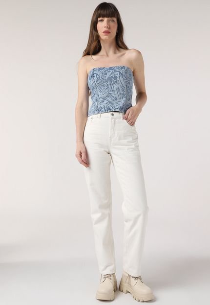 Top Jeans Vero Moda Tomara Que Caia Abstrato Azul - Marca Vero Moda