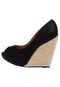 Peep Toe Vizzano Anabela Alta Corda Preto - Marca Vizzano