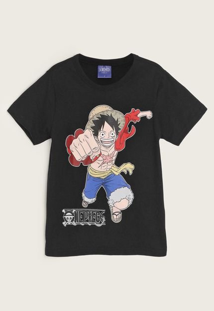 Camiseta Infantil Brandili One Piece Preta - Marca Brandili