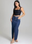 Saia Jeans Sawary Midi - 277134 - Azul - Sawary - Marca Sawary