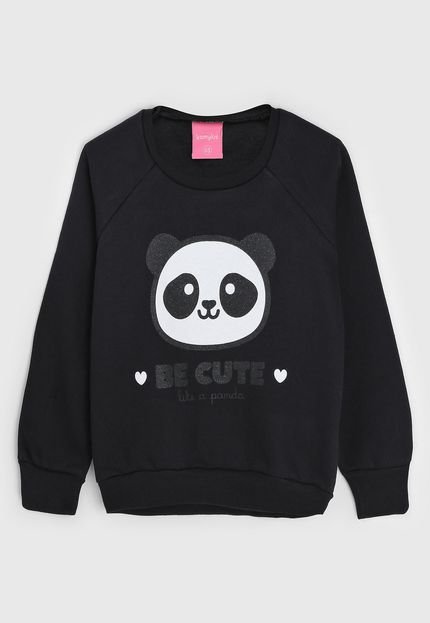Blusa de Moletom Kamylus Infantil Panda Preta - Marca Kamylus