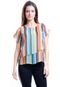 Blusa Folhas Crepe Listrado Multicolorido - Marca 101 Resort Wear
