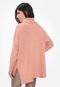 Blusa Maxi Pull Poncho Gola Alta Oversized Pink Tricot Mousse Feminino Inverno Nude - Marca Pink Tricot