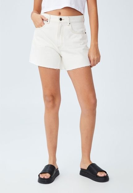 Short Sarja Cotton On Desfiado Branco - Marca Cotton On