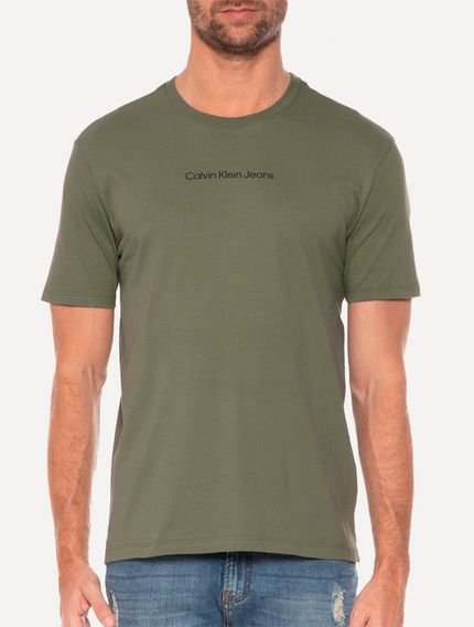 Camiseta Calvin Klein Jeans Masculina Institutional New Logo Verde Militar - Marca Calvin Klein