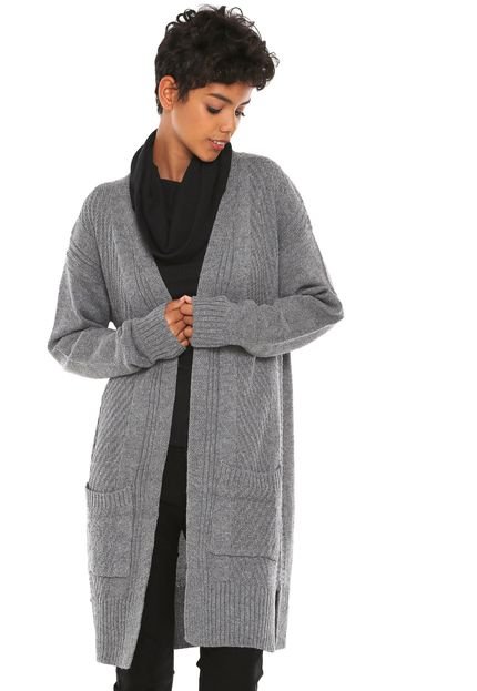 Maxi Cardigan For Why Tricot Cinza - Marca For Why