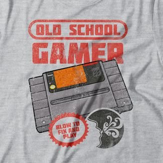 Camiseta Feminina Old School Gamer - Mescla Cinza