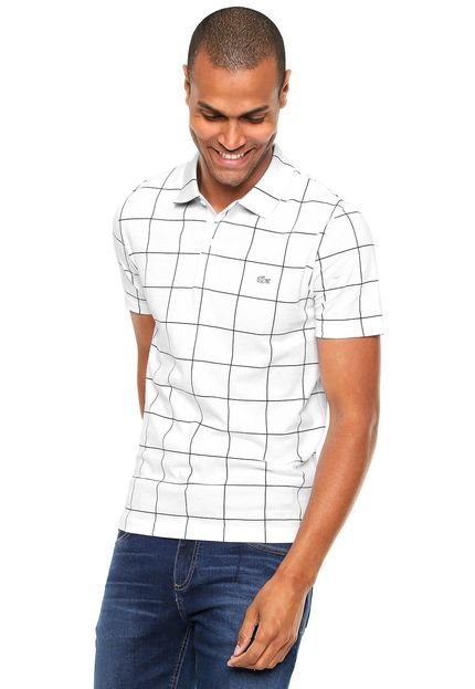 Camisa Polo Lacoste Regular Fit Geométrica Branca - Marca Lacoste