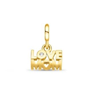 Pingente Life Love Mom Prata com Banho Ouro Amarelo