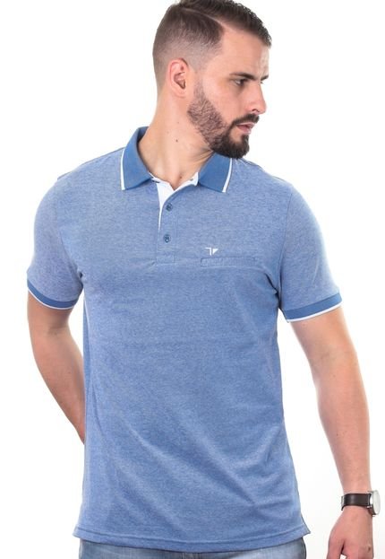 Camisa Polo Slim Piquet Com Elastano Azul Traymon CP0710 - Marca Traymon