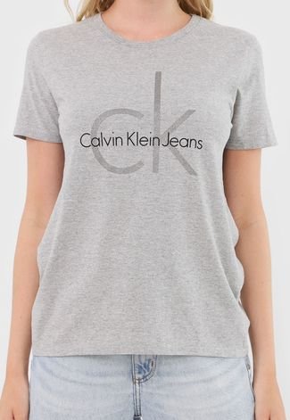 Camiseta Calvin Klein Jeans Logo Cinza - Compre Agora