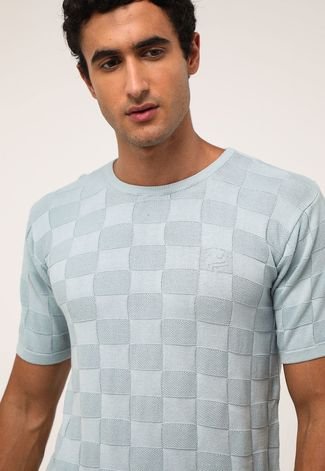Camiseta Tricot Algodão Tricoport 3D Cinza Azulado