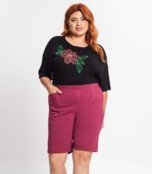 Bermuda Plus Size Em Bengaline Secret Glam Rosa - Marca Secret Glam