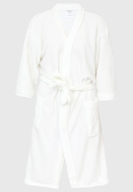 Roupão Microfibra Sofisticata Kimono Branco - Marca Toalhas Atlantica