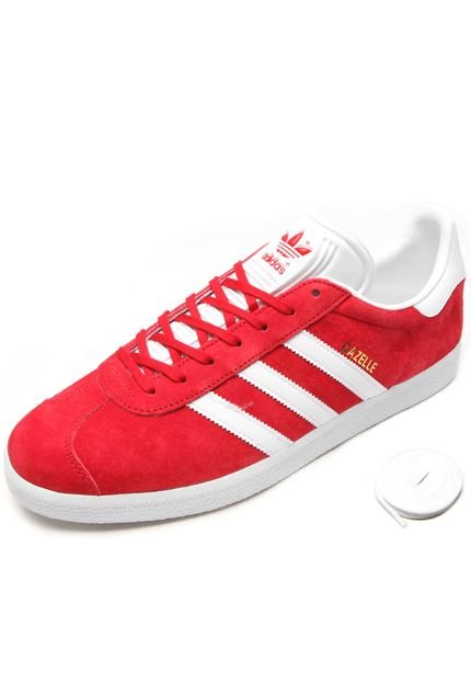 Tênis Couro adidas Originals Gazelle Vermelho/Branco - Marca adidas Originals