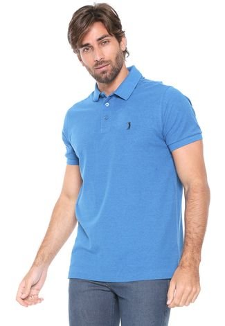 Camisa Polo Aleatory Reta Básica Azul