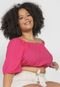 Blusa Cropped AMBER Curves Plus Size Poá Rosa - Marca AMBER Curves