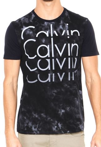 Camiseta Calvin Klein Jeans Estampada Azul-Marinho