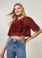 Camiseta Cropped Vinho Com Veludo - Marca Youcom