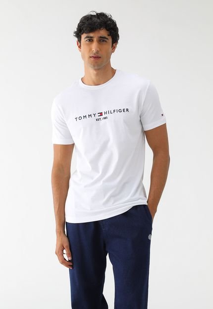 Camiseta Tommy Hilfiger Slim Estampa Branca - Marca Tommy Hilfiger