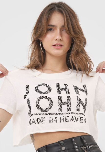 Camiseta Cropped John John Onça Off-White - Marca John John