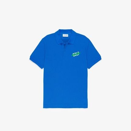 Polo Lacoste Masculina Lisa com Estampa Golf no Peito Azul - Marca Lacoste
