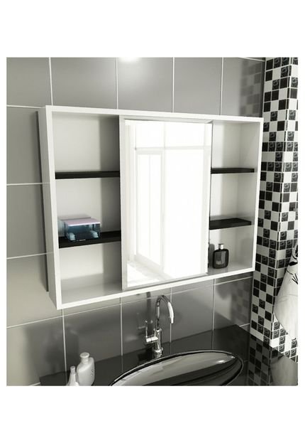Espelheira para Banheiro Modelo 22 80 cm Branca e Preta Tomdo - Marca Tomdo