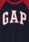 Camiseta GAP Infantil Raglan Logo Vermelha/Azul-Marinho - Marca GAP
