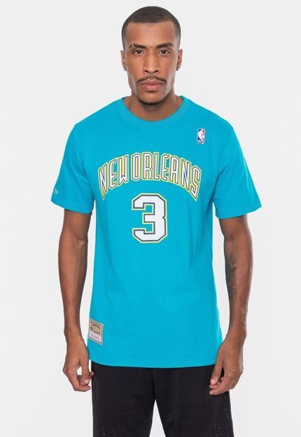 Camiseta Mitchell & Ness Masculina Chris Paul New Orleans Hornets Azul Teal - Marca Mitchell & Ness