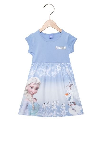 Vestido Longo Brandili Frozen Elsa Infantil Azul - Marca Brandili