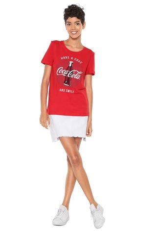 Camiseta Coca-Cola Jeans Reta Estampada Vermelha