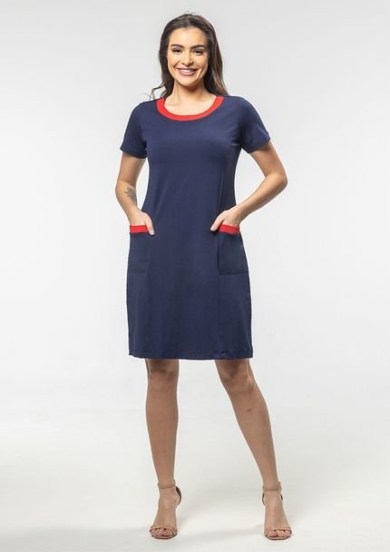 Vestido Bicolor Azul Marinho e Vermelho | Pau a Pique - Marca Pau a Pique