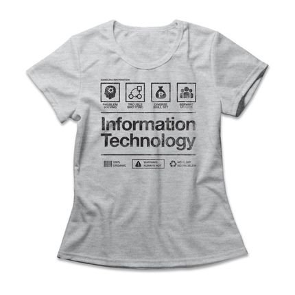 Camiseta Feminina Information Technology - Mescla Cinza - Marca Studio Geek 
