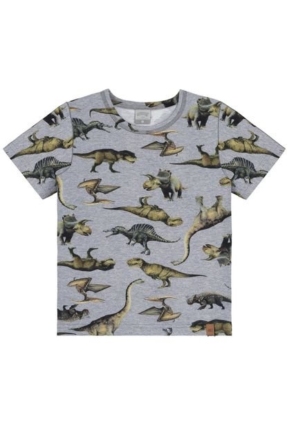 Camiseta Infantil Alakazoo Manga Curta Dinos Mescla - Marca Alakazoo