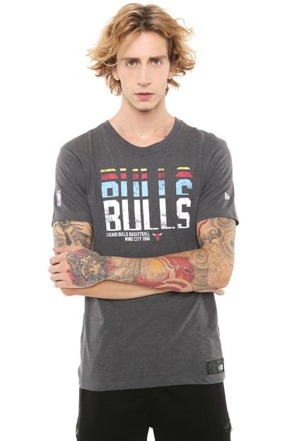 Camiseta New Era Chicago Bulls Grafite - Marca New Era