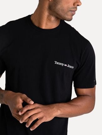 Camiseta Tommy Jeans Masculina Classic Linear Chest Preta - Compre Agora